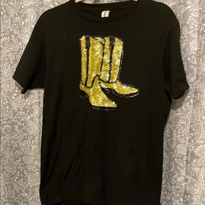 Tultex Black Tee with Gold Sequin Design